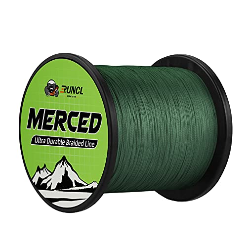 RUNCL MERCED Braided Fishing Line 10lb / 500yds, 4 Strands, Moss Green