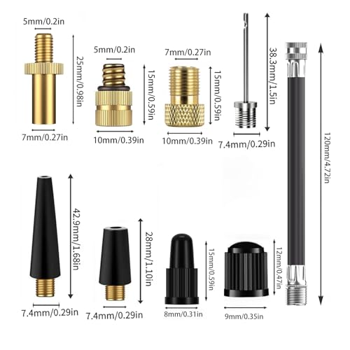 Bicycle Valve Adapter Set with Presta & Schrader Valves - 19 Pieces
