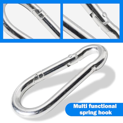 Heavy-Duty Stainless Steel Spring Snap Hook Carabiner - 6-Pack