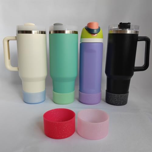 6-Pack Glitter Silicone Water Bottle Boot Covers for 20-40 oz Tumblers