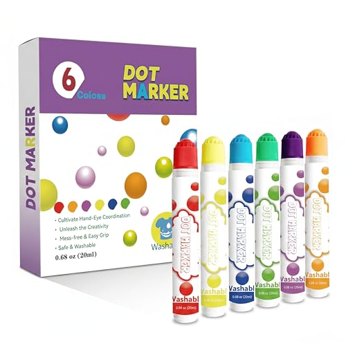 Bingo Daubers for Adults - 6 Pack Quick Dry Dot Markers, 20ML
