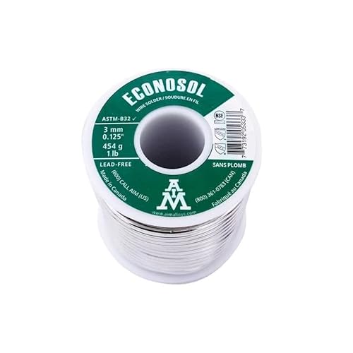 AIM Econosol 97/3 Lead-Free 0.125inch Solid Solder Wire for Plumbing Repairs (454g / 16oz)