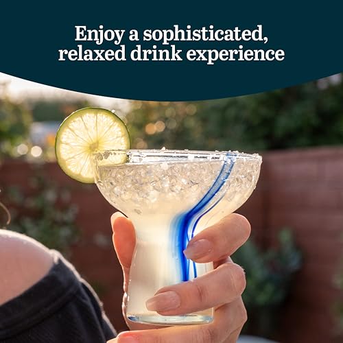 Libbey Blue Ribbon Stemless Margarita Glass Set of 6 - Artisan-Inspired, Lightweight Mexican Glassware for Parties