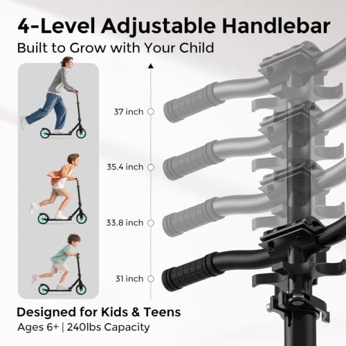 Kick Scooter for Kids and Adults - 8-Inch Wheels, Adjustable Height