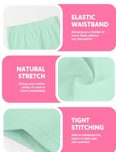 Baby Girls Cotton Bike Shorts - 6 Pack Bright Pink, Light Pink, Light Mint, Light Blue, Mixed Colors - 4T