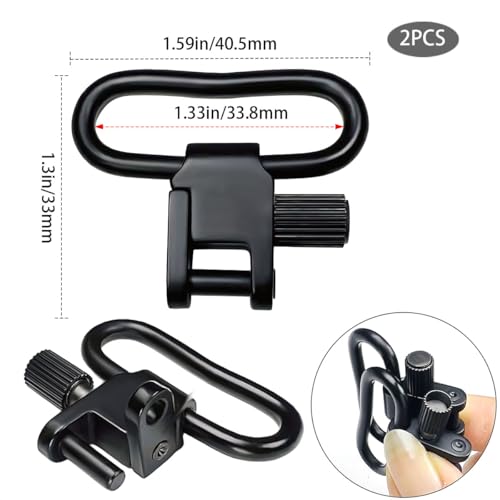 2 Pcs Heavy Duty Sling Swivel Mounts, 1.25 Inch Quick Detach Push Button