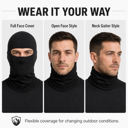 15 Pack Black Ski Mask & Neck Gaiter Set - UV Protection, 6 Pcs