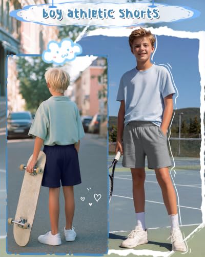Boys Athletic Shorts - 4 Pack Comfortable Polyester Blend