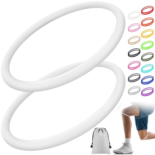Patellar Tendon Knee Strap Support - Silicone Knee Brace - Set of 2, White, M