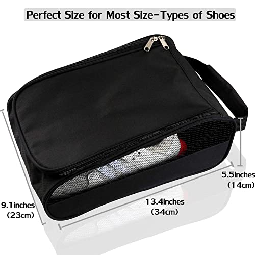 Getfitsoo Outdoor Golf Shoe Bag Black Travel Mesh Zippered Sport Shoe Organizer