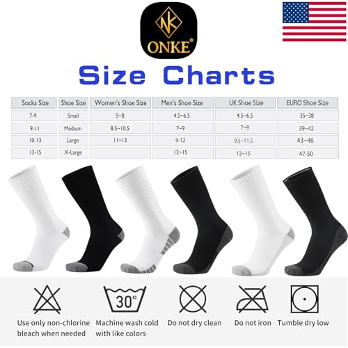 ONKE Seamless Athletic Work Socks for Men Heavy Duty Boot Max Cushion