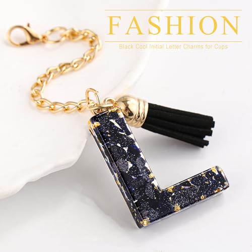 Initial Letter Charm for Tumbler Handle - Personalized L Charm Black
