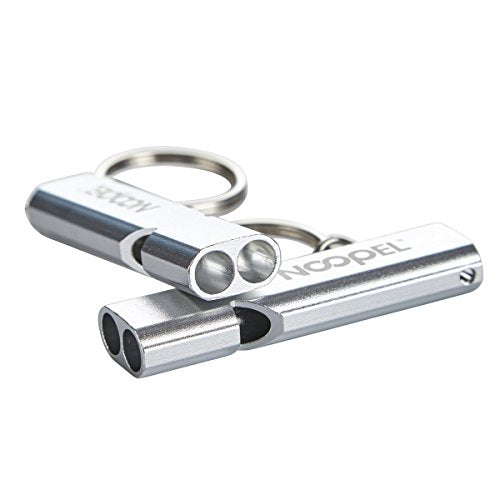 Emergency Survival Whistle with Lanyard - 2 Pack Silver