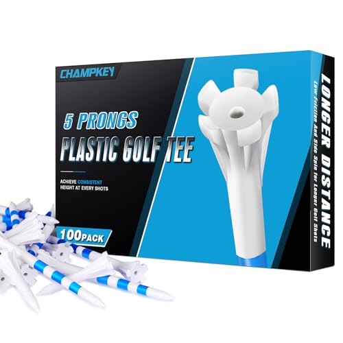 CHAMPKEY White 3-1/4 Inch Golf Tees 100 Pack - Longer Distance & Stability