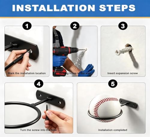 2-Pack Wall-Mounted Baseball & Softball Display Holders - Classic