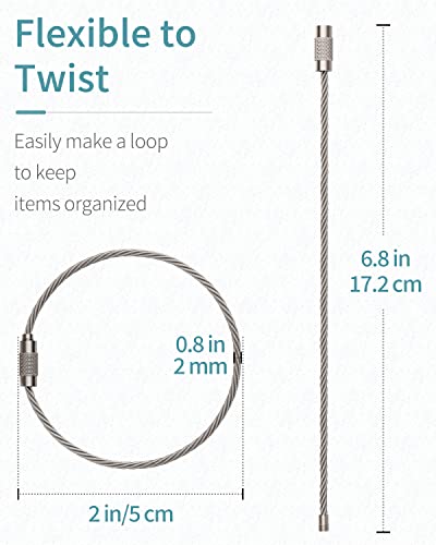 Wire Keychain Cable Loop Holder - 6" Silver, 25 Pcs