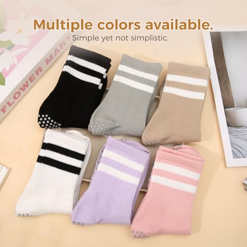 6 Pairs Non-Slip Grip Socks for Yoga & Pilates - Multicolor