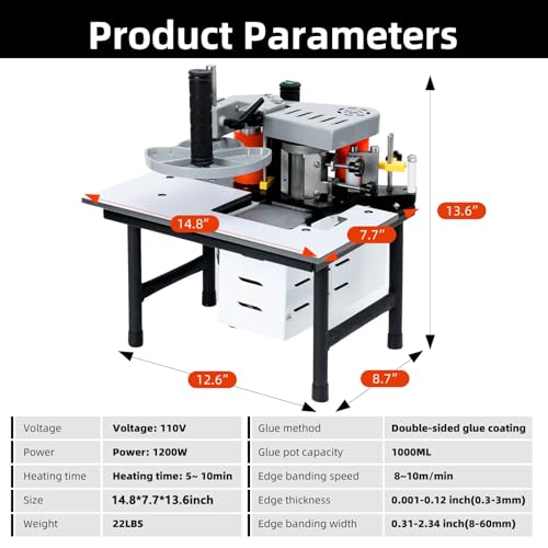 Portable Edge Bander Machine – Adjustable Speed, 110V, Double-Sided Glue
