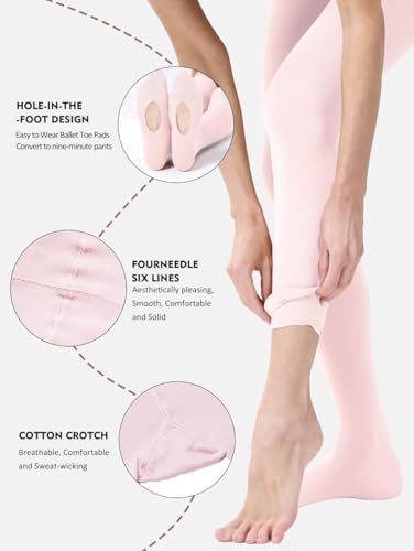 Convertible Ballet Dance Tights for Girls & Women - White, Large-X-Large