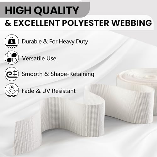 Heavy Duty Polyester Webbing Strap - White, 1" x 10 Yards