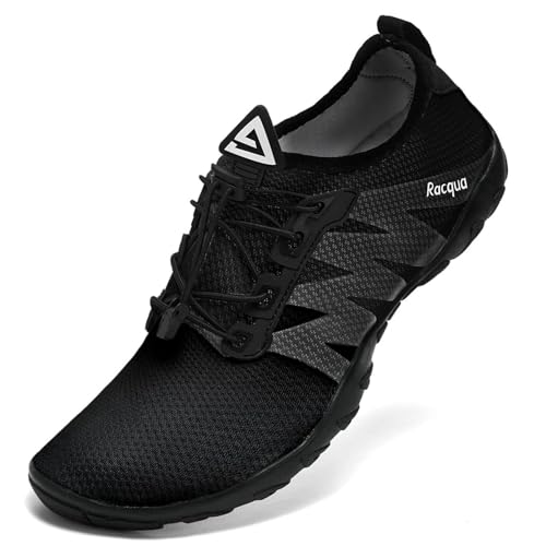 Racqua Water Shoes for Men Women - Quick Dry Barefoot Swim & Beach Footwear, Size 5.5 Women / 4.5 Men, Black HD131W