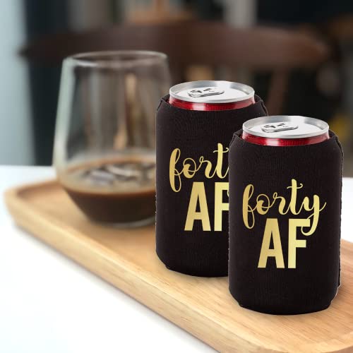 40 AF Can Coolers - Set of 12 for 40th Birthday Celebrations - Black