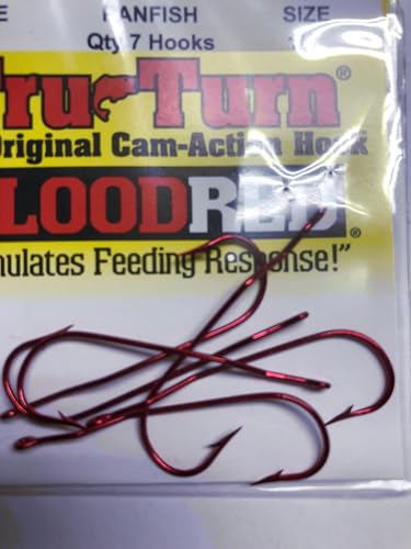 Size 1/0 Aberdeen Fishing Hooks - Red, Pack of 6