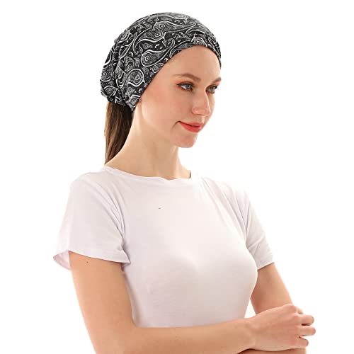 Turban Chemo Beanies for Women - Pre Tied Slouchy Cap - Medium Black