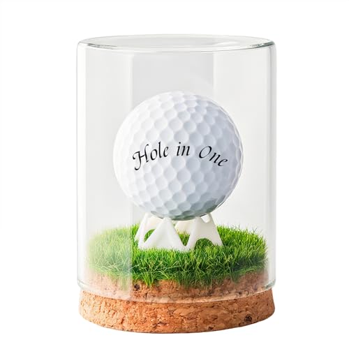 Rocalt Hole-In-One Golf Ball Display Case - Cork Base & Glass Cover (Golf Ball Display Case) brand