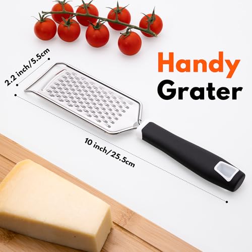 Professional Stainless Steel Cheese Grater with Soft Grip Handle - Black