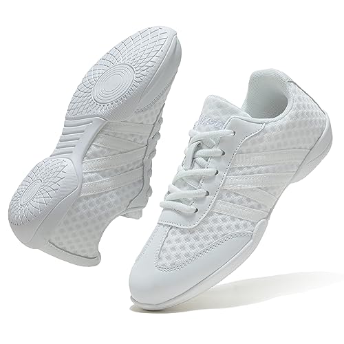 Youth Cheerleading Shoes - Comfortable White Sneakers for Girls