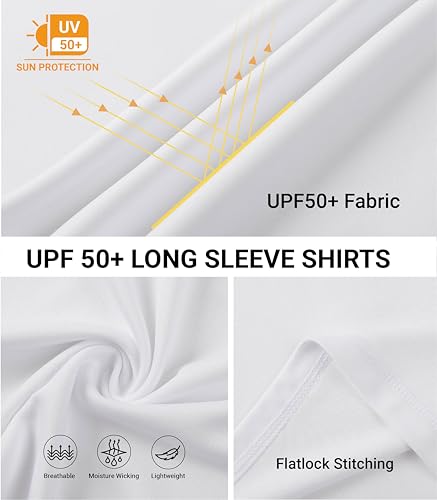 Runceptual X-Large Boys & Girls White UPF 50+ Long Sleeve Rash Guard Youth Swim Shirt