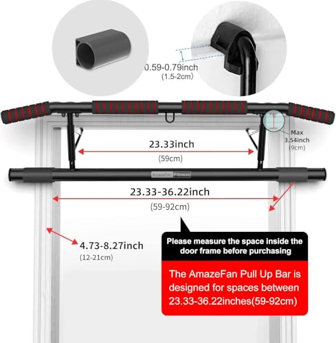 Pull Up Bar Doorway with Ergonomic Grip - Black/Red