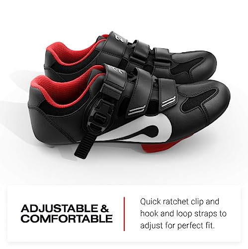 Indoor Cycling Shoes for Peloton Bike - Size 8 Women/6 Men - Black/Red