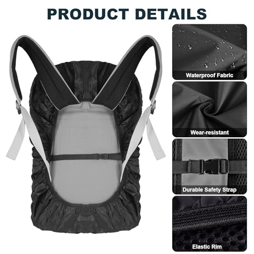 Waterproof Rain Cover for Backpack - L Size (45L-55L), Black