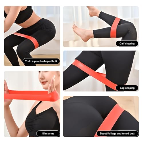 5-Piece Resistance Loop Band Set - Durable Long Exercise Bands with Carry Bag