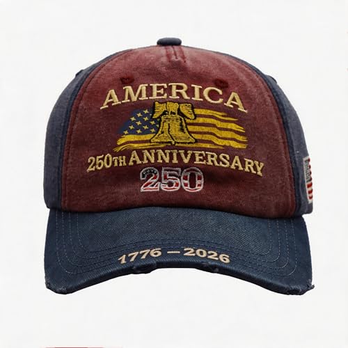250th Anniversary Retro Baseball Cap - Adjustable Patriotic Hat