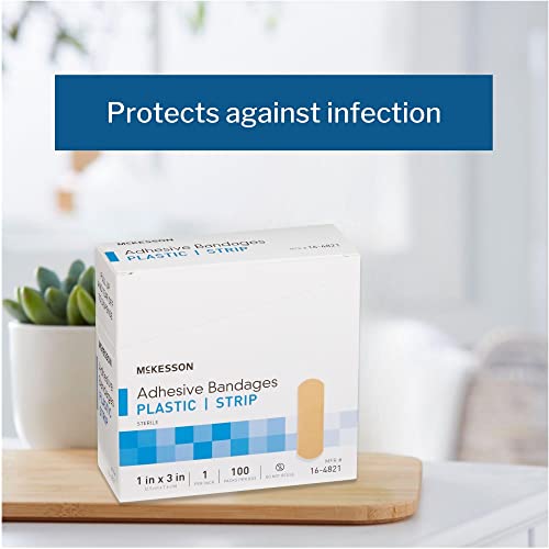 Sterile Adhesive Bandages, Plastic, 1 x 3 Inch, 2400 Pack
