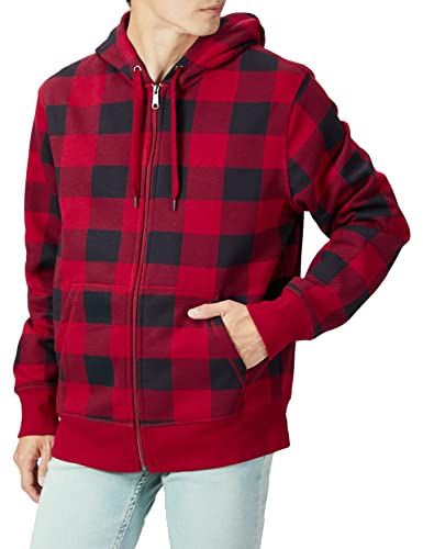 Men's Full-Zip Fleece Hoodie - X-Small Red Buffalo Plaid