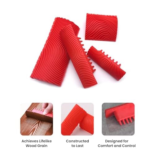 8 Pcs Wood Grain Tool,Faux Wood Graining Painting Tool Set with Brush and Gloves Rubber Wooden Texture Pattern Making Natural Woodgrain Knurling Maker for DIY Wall Room Furniture Decor
