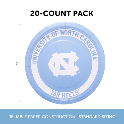 University of North Carolina 20-Count 9-Inch Paper Plates - School Spirit Tableware