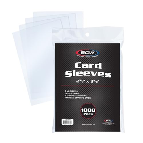 BCW Standard Card Penny Sleeves 1000 Pack - Clear 2 5/8 x 3 5/8 Inches for Trading Cards