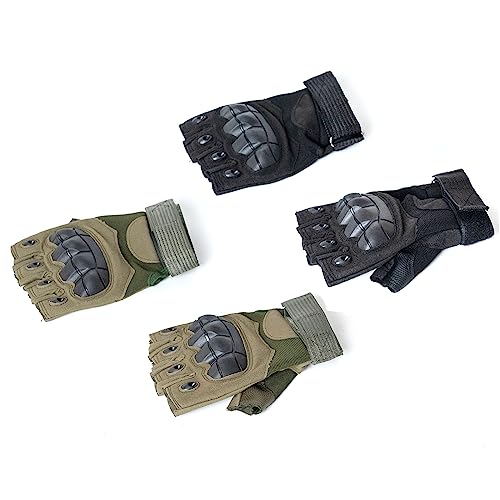Large Green Breathable Non-Slip Impact-Resistant Tactical Fingerless Gloves for Cycling & Climbing