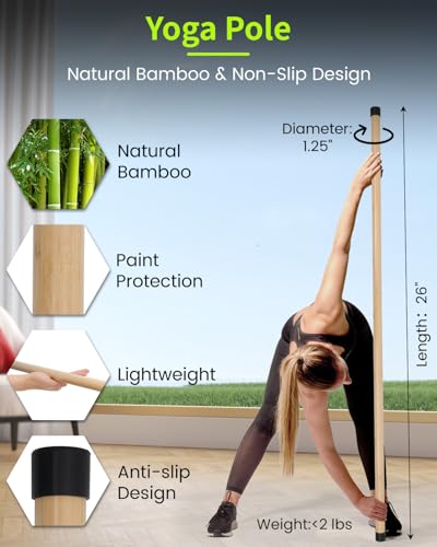 58-Inch Natural Bamboo Yoga Stick - Stretching & Mobility Tool