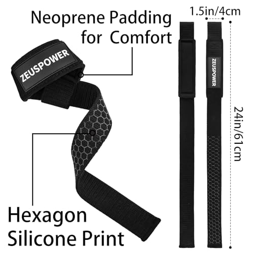 Silicone Lifting Straps - 24-Inch Weightlifting Straps - Black