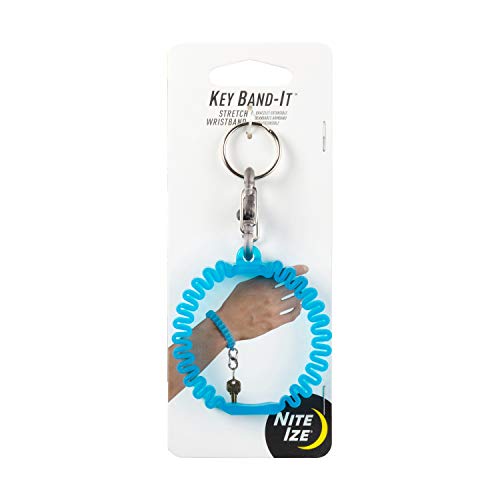 Stretch Wristband Key Chain with S-Biner Clip - Blue