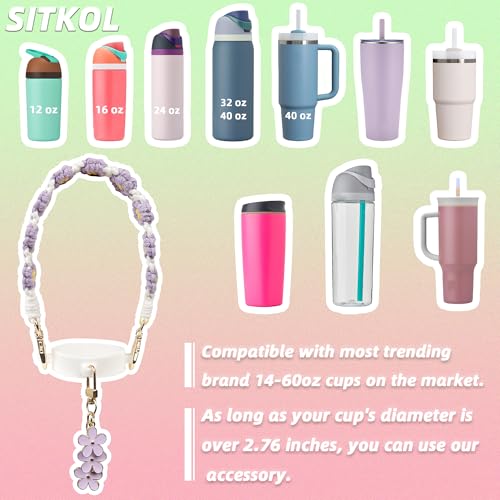 Owala Water Bottle Handle Strap & Charm Set - Purple