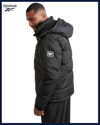 Reebok Men's Winter Puffer Jacket Small Black Insulated Hooded Coat