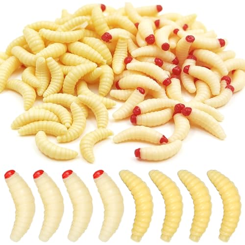 100pcs Soft Plastic Fishing Worms Lures for Freshwater Bait