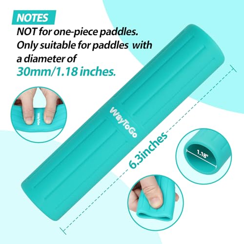 WayToGo Lake Blue 30mm Silicone Kayak Paddle Grip Wraps, Non-Slip Blister Prevention, 2 Pack
